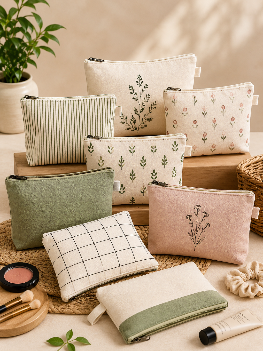 Cotton Zipper Pouches